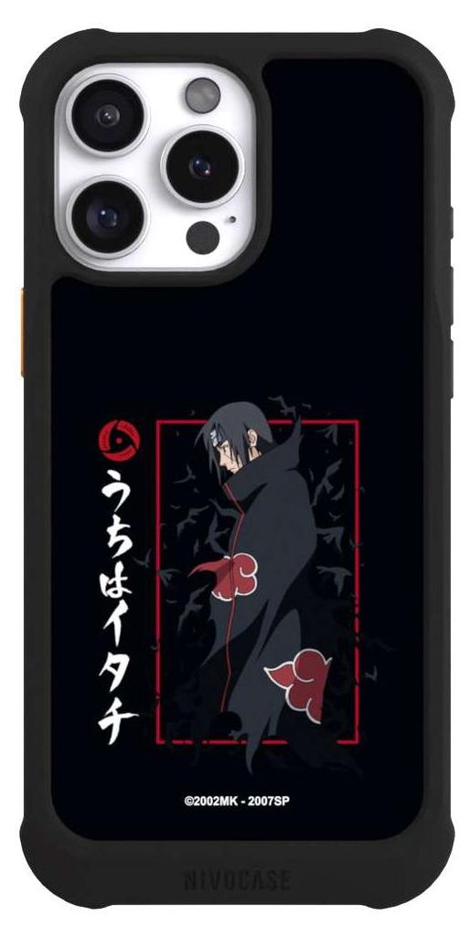 NIVOCASE Hülle für Apple iPhone 16 Pro Max Stoßfeste Handyhülle NIVOmax Case Schwarz Naruto Shippuden Offizielles Lizenzprodukt Itachi Uchiha