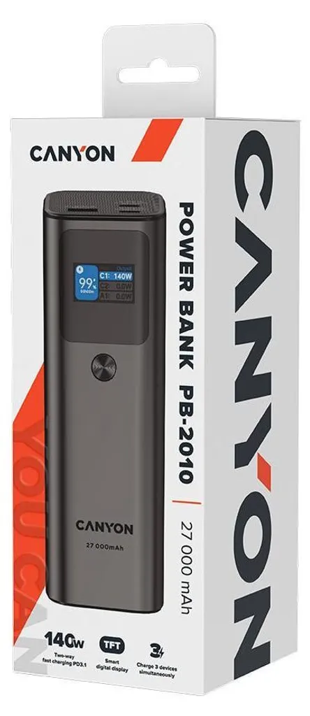 Batterie externe CANYON PB-2010 27000mAh 140W PD3.1 USB-C Grise