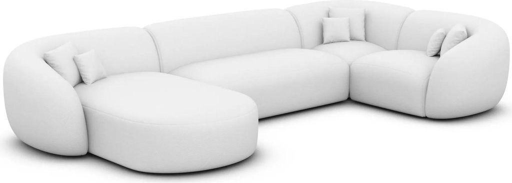 Echtleder U-Form XL Wohnlandschaft Gaia Weiß Links