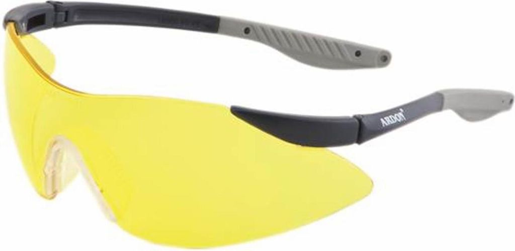 ARDON Schutzbrille V7300 Gelb – Kontrastverstärkende Arbeitsschutzbrille für Dämmerung & Lager – Voll Verstellbar (Länge/Neigung), Anti-Bes...