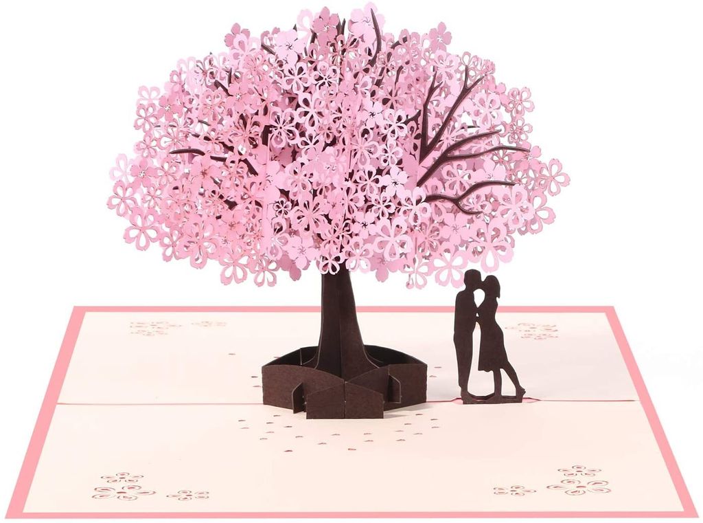 Brautpaar unter Trauerweide Glückwunschkarte Pop-up Karten 3D-Klappkarten