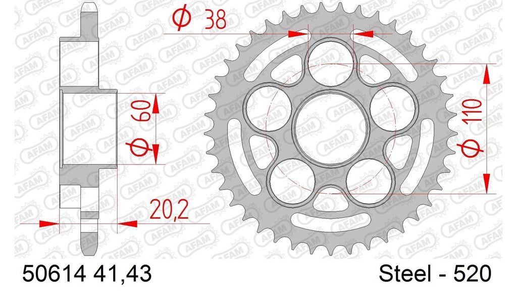 AFAM Standard Stahlritzel hinten 50614 - 520