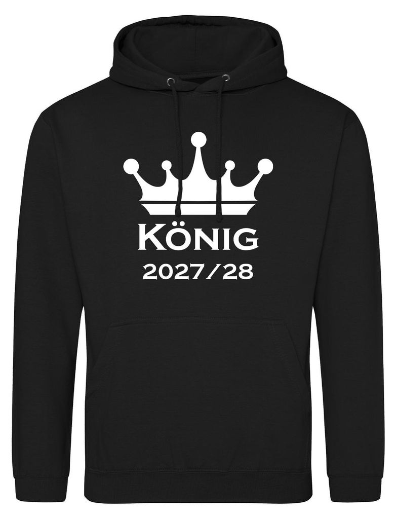 Huuraa Uni Hoodie König 2027/28 Krone Schüztenkönig XXL Deep Black Vegan Sweatshirt Geschenkidee