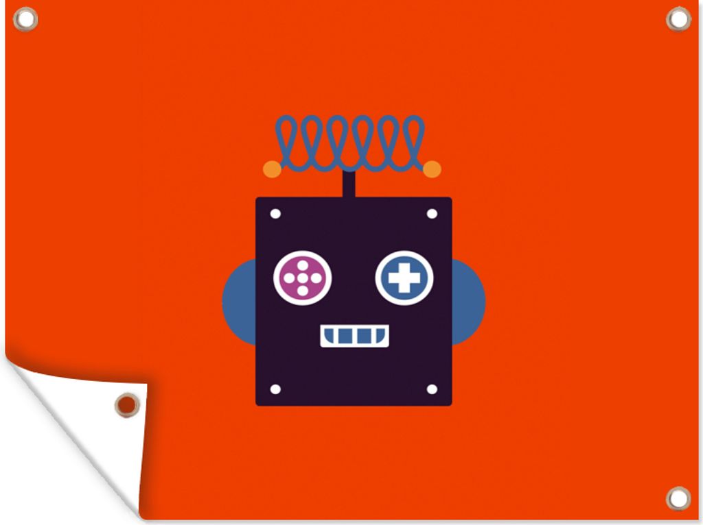 MuchoWow 40x30 cm Outdoor-Poster Gartendeko Sichtschutz Garten Poster für den Garten Roboter - Rot - Gesicht - Formen - Jungen - Kinder