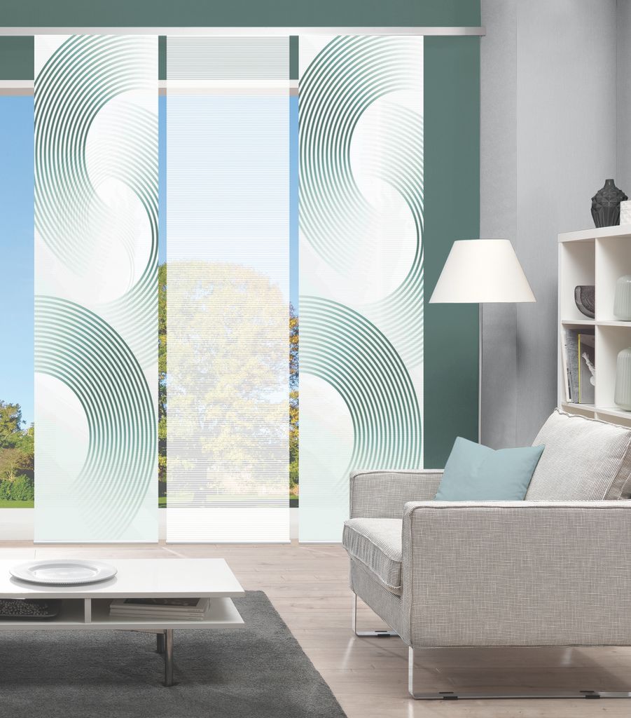 BEXON Schiebegardine, Halbkreismotiv, halbtransparent, 260x60 cm