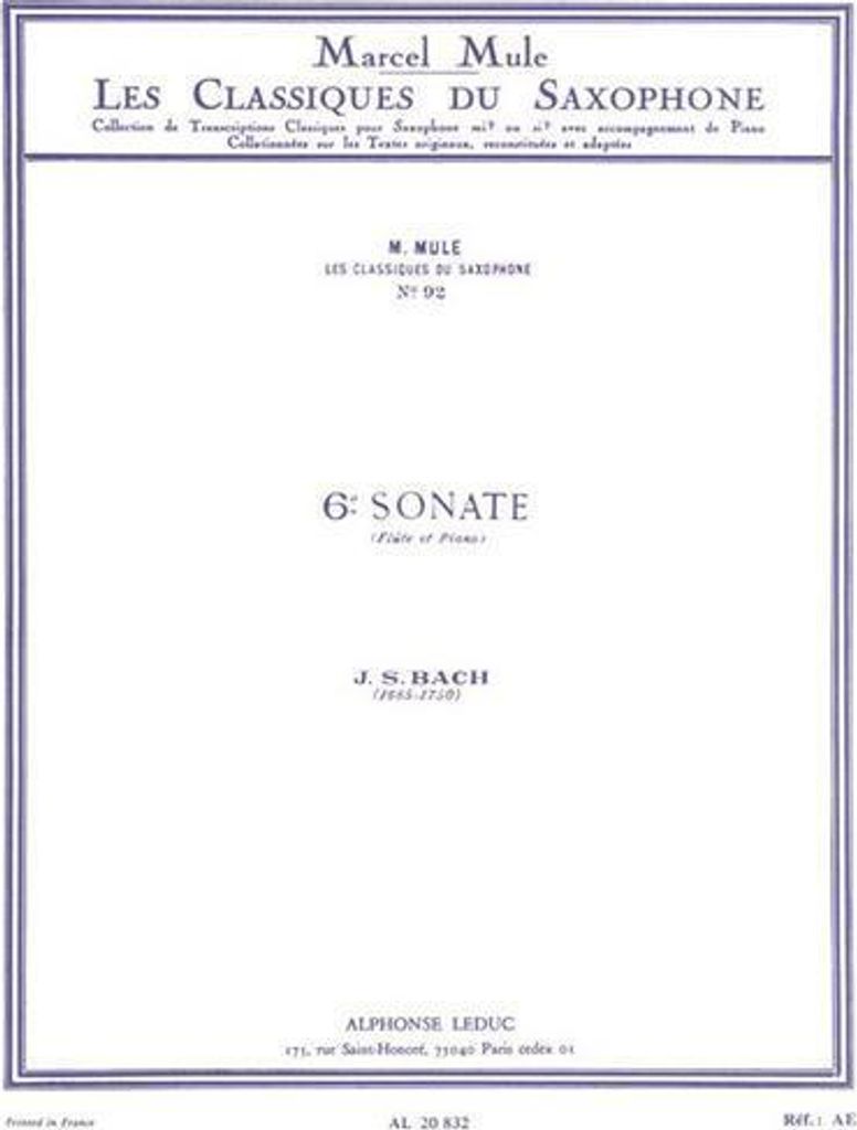 Sonate no.6 pour saxophone altoet piano