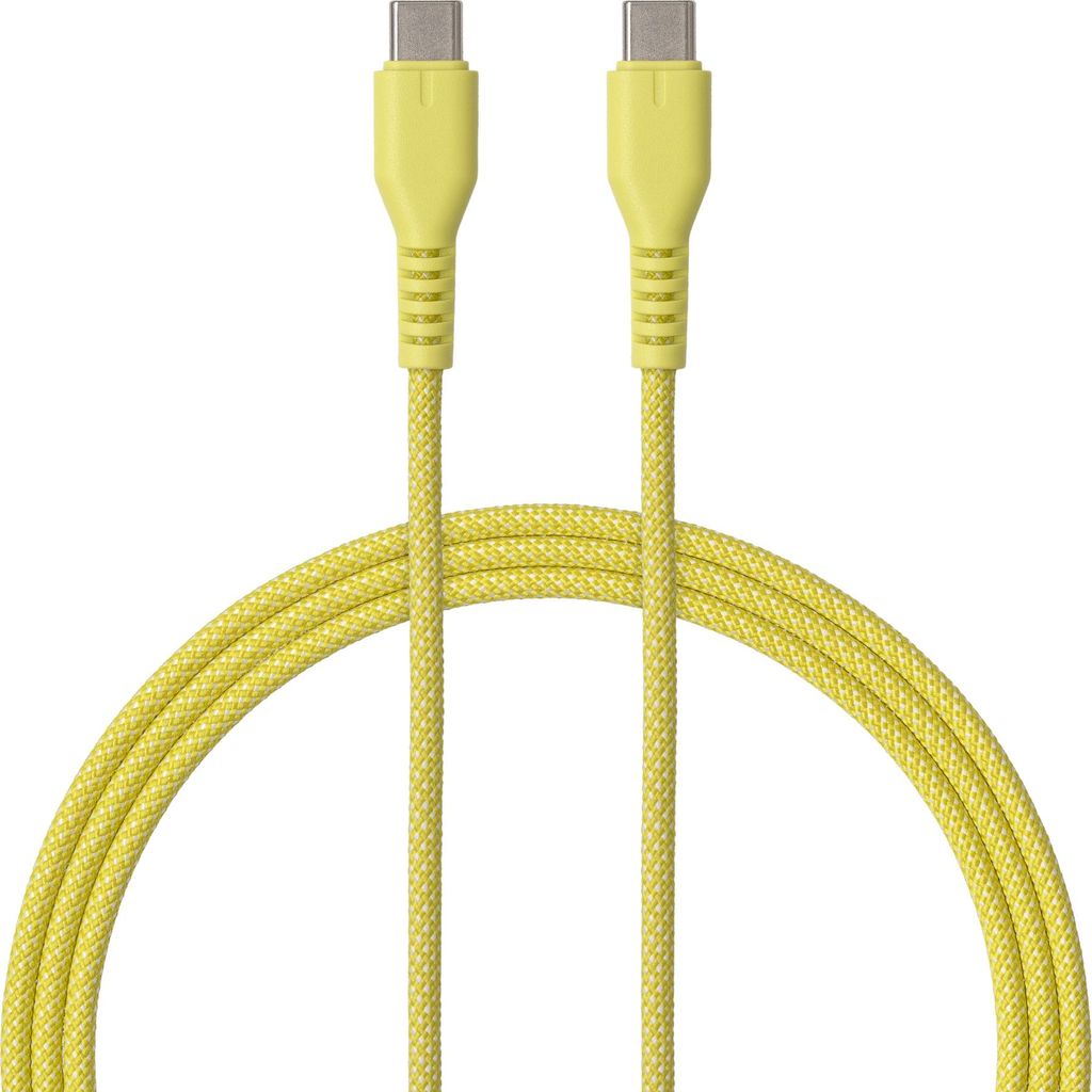 QUALO Nylon USB-C auf USB-C Kabel – 1,5 m, 3 A, Gelb Produktbild 