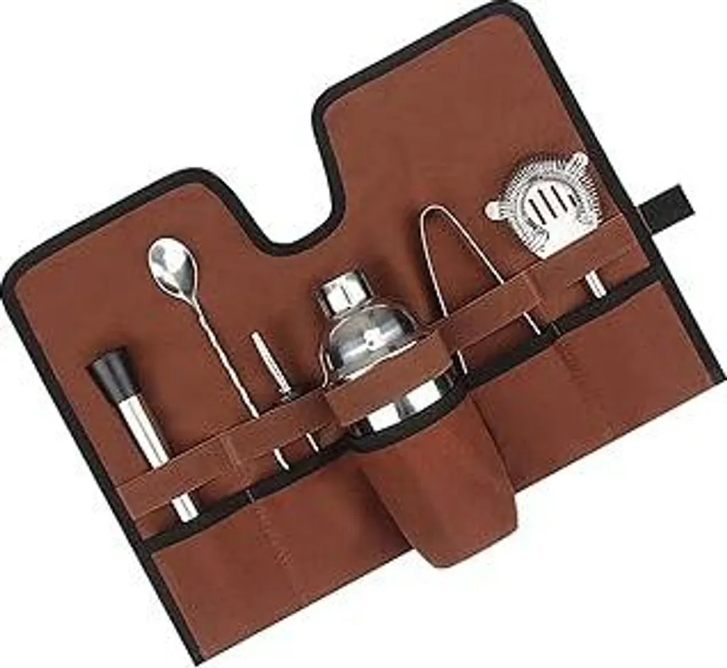 SEAFRONT Set da cocktail portatile - Borsa Kit professionale da barman per campeggio, picnic e viaggi all'aperto (marrone)