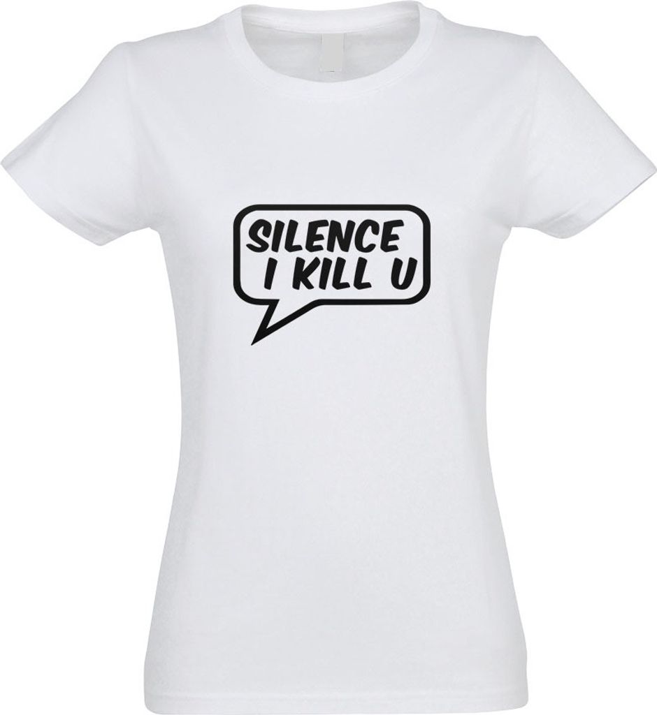 Kiwistar - T-Shirt tailliert - Damen - Weiss - Silence I Kill You - mit Motiv Bedruckt - Funshirt Design - Sport - Freizeit - Damen - XL