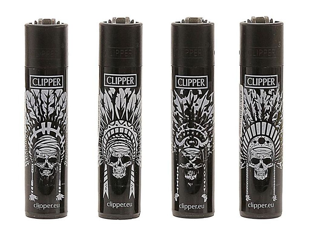 Clipper 4er Set Feuerzeuge Indian Skulls Produktbild 