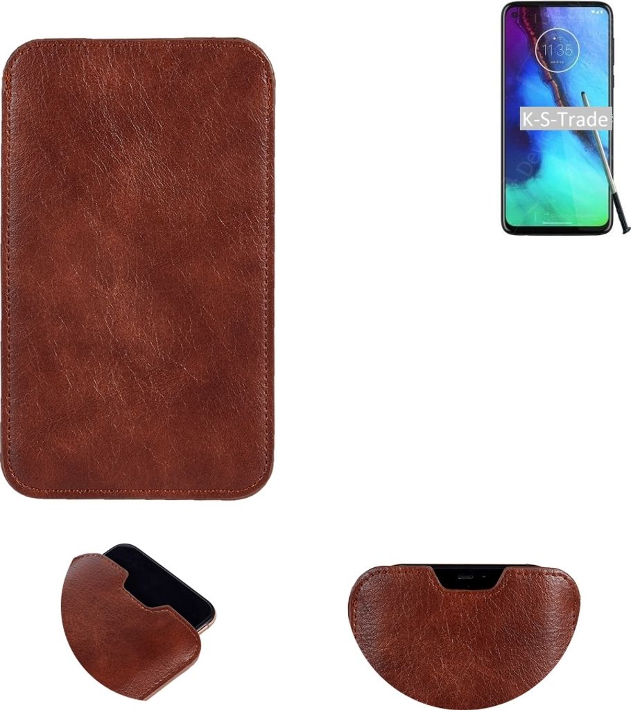 K-S-Trade Schutzhülle Handyhülle kompatibel mit Motorola Moto G Stylus Handytasche Kunstleder Sleeve in braun