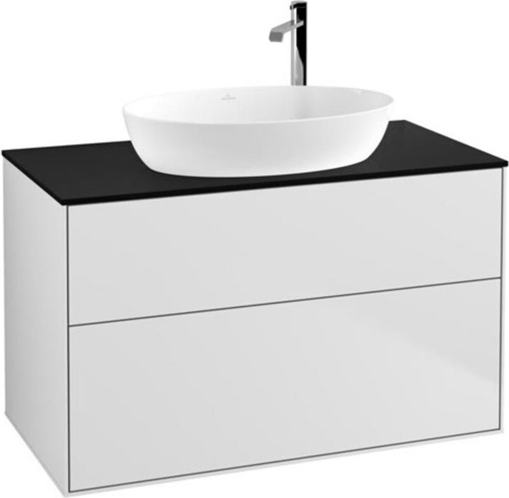 V&B Waschtischunterschrank Wandbeleuchtung Finion 100x60,3cm, Abd.-Pl. bla m, wh. m Lac