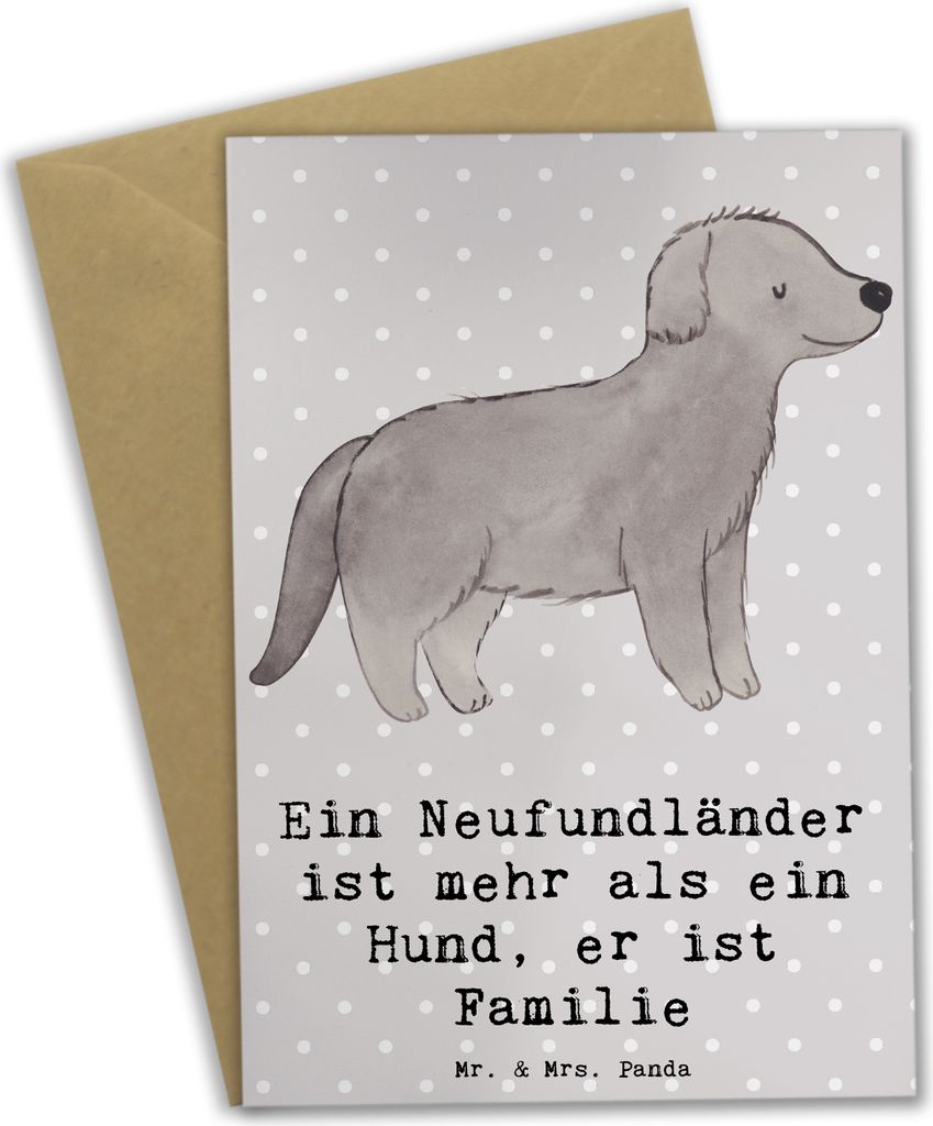 Mr. & Mrs. Panda babykarte Neufundländer Familie - Grau Pastell - Geschenk, Hunderasse, Grußkarten, Haustier, dankeskarten, Hund, einladungskarte...