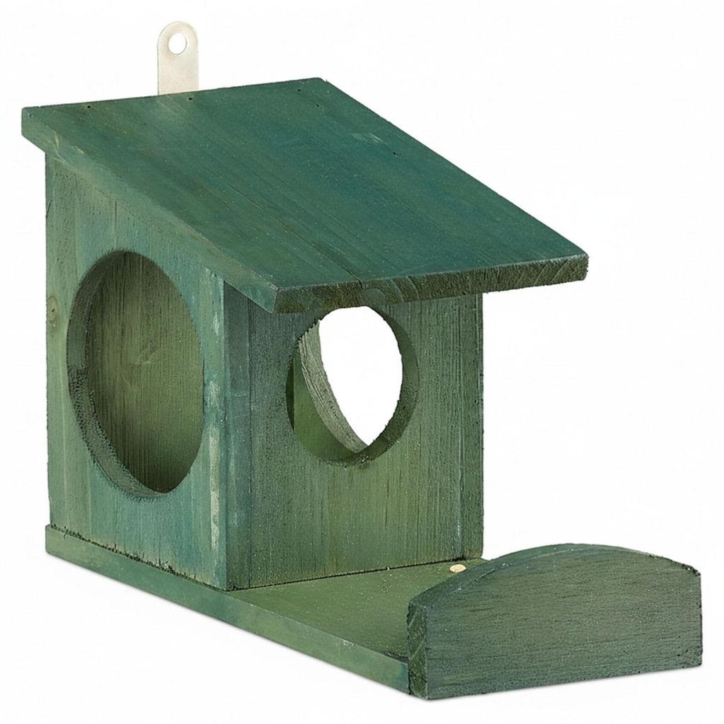 Relaxdays Eichhörnchen Futterhaus, Futterkasten für Eichhörnchen, zum Aufhängen, Holz, HBT 17,5 x 14 x 25 cm, dunkelgrün