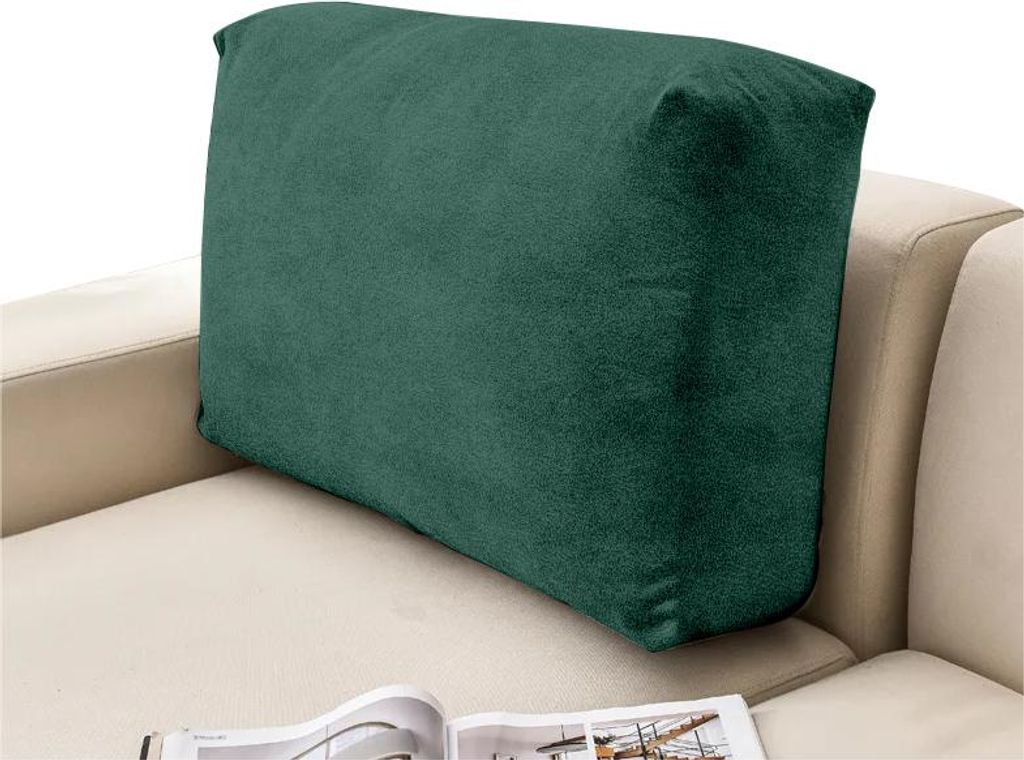 Elastischer Velours-Bezug für Rückenlehne und Rückenkissen von Sofa & Ecksofa in Dunkelgrün – Schonbezug