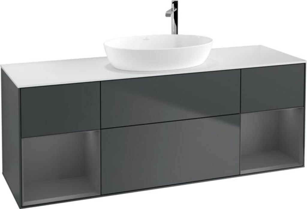 V&B Waschtischunterschrank Wandbeleuchtung Finion 160cm, Pl w m, Rg A m Lac, md bl. m Lac