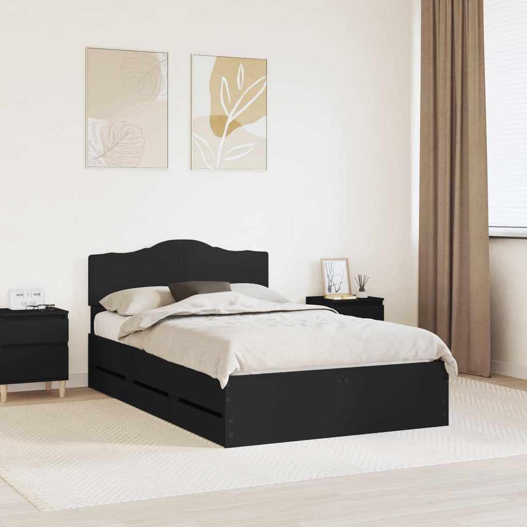 Maison Exclusive - Bettrahmen mit Schubladen Schwarz 120 x 200 cm Ingenieurs Holz