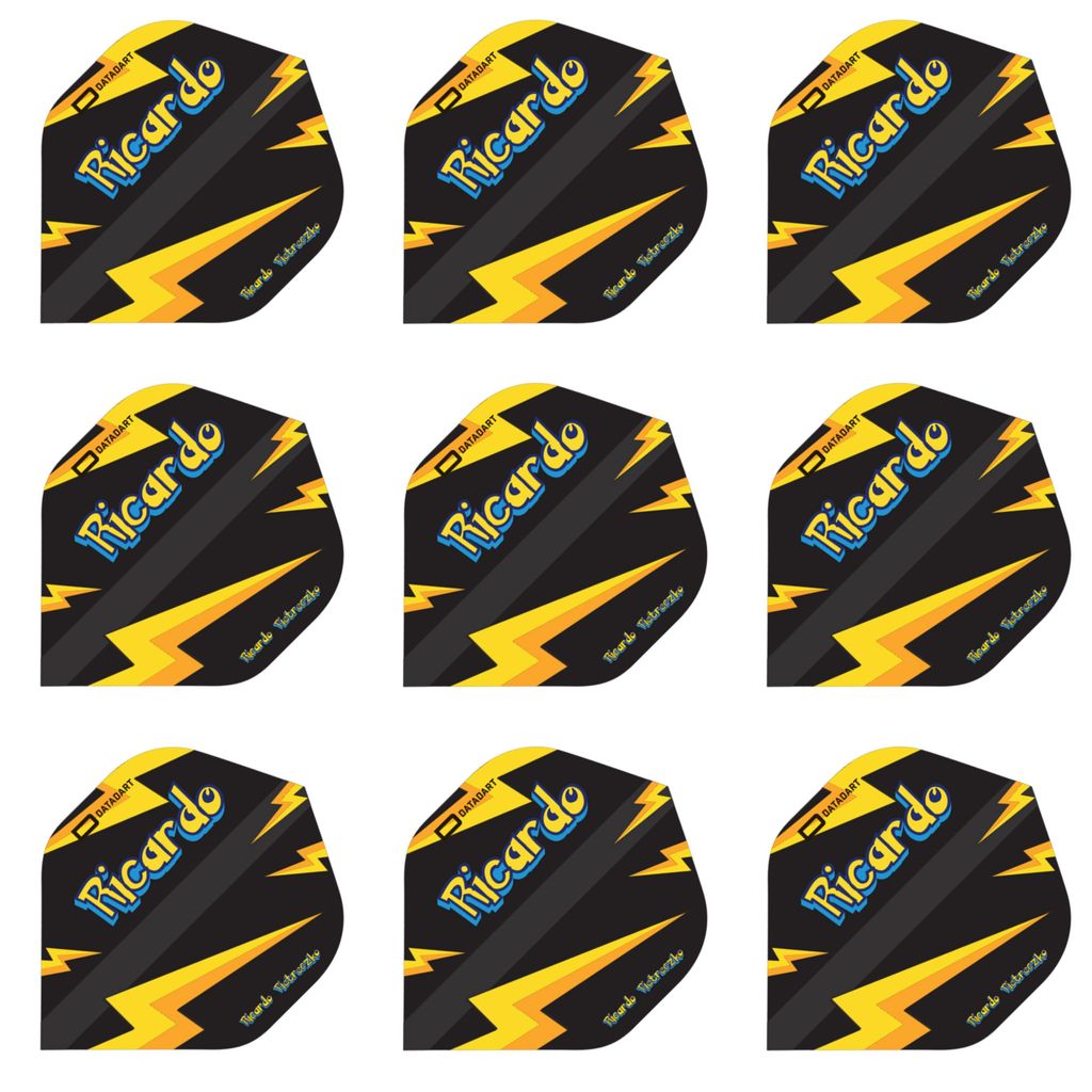 3 Set = 9 Dart Flight Ricardo Pietreczko 100 Mikron Standard Dart Flights Datadart Schwarz