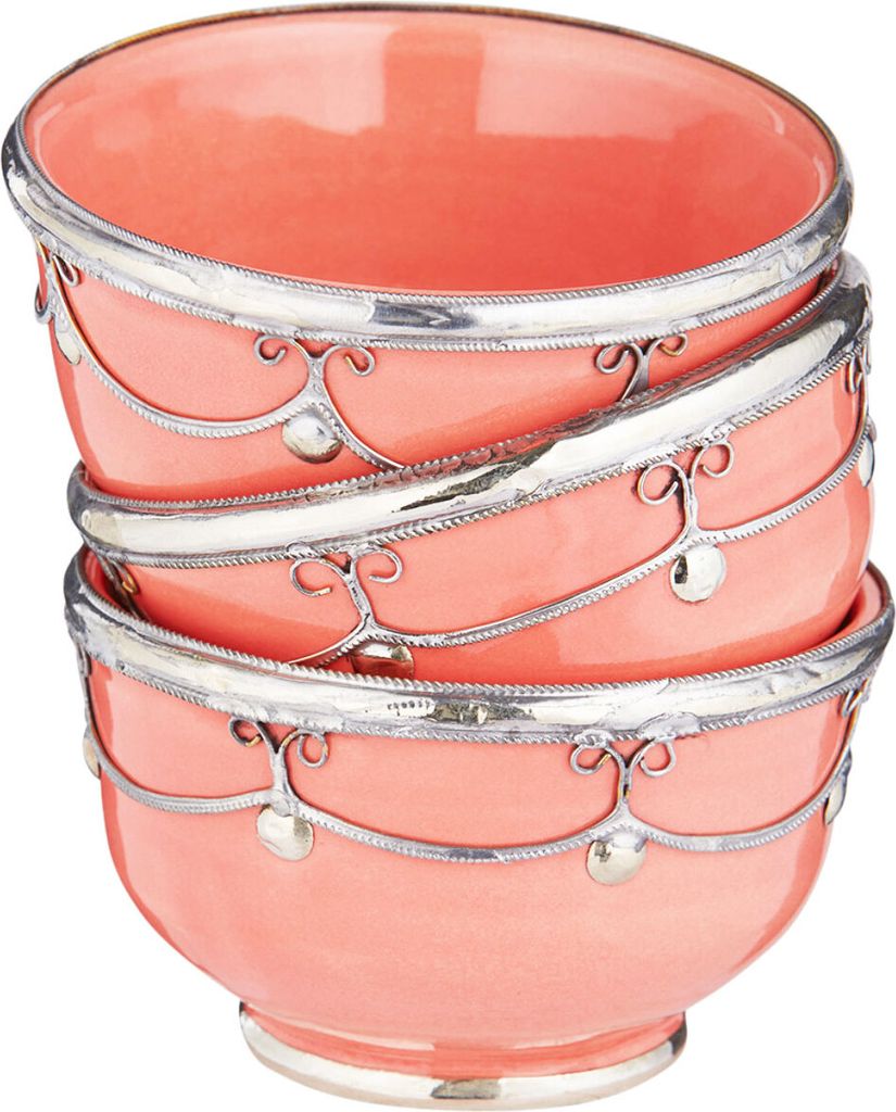 3er Set Orientalische kleine Keramikschale Schale Rund Miranda Rosa Ø 11cm Groß | Bunte marokkanische Keramik Tapas Fingerfood Schalen bunt | Ori...