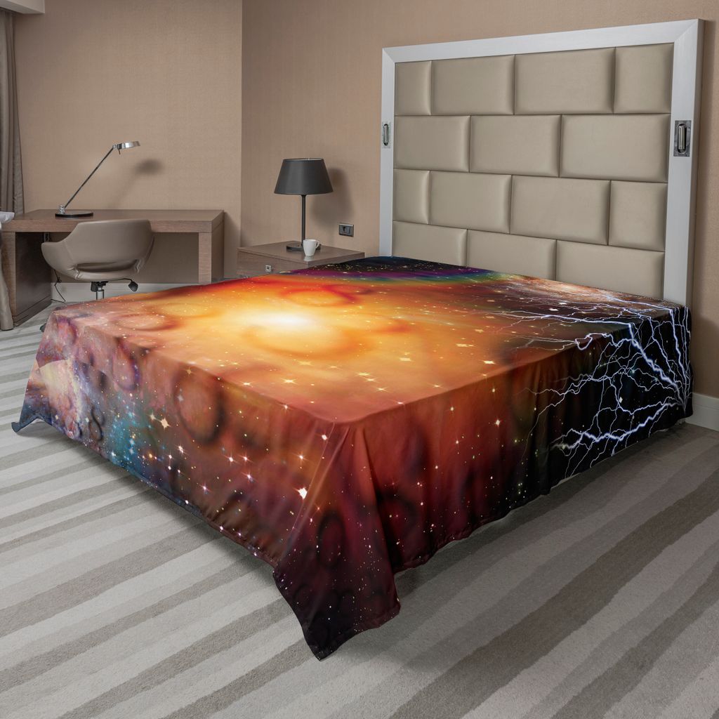 ABAKUHAUS Astrologie Bettlaken, Astral spirituelle Illlustration des Universums Energie in der Unendlichkeit, weiches bequemes oberes Bettlaken fü...
