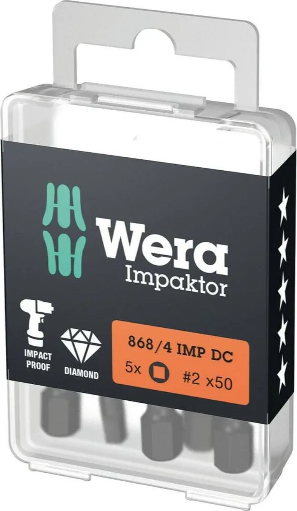 Inserti Wera 868/4 V Robertson #2 - Connessione F 6.3 Alta Coppia