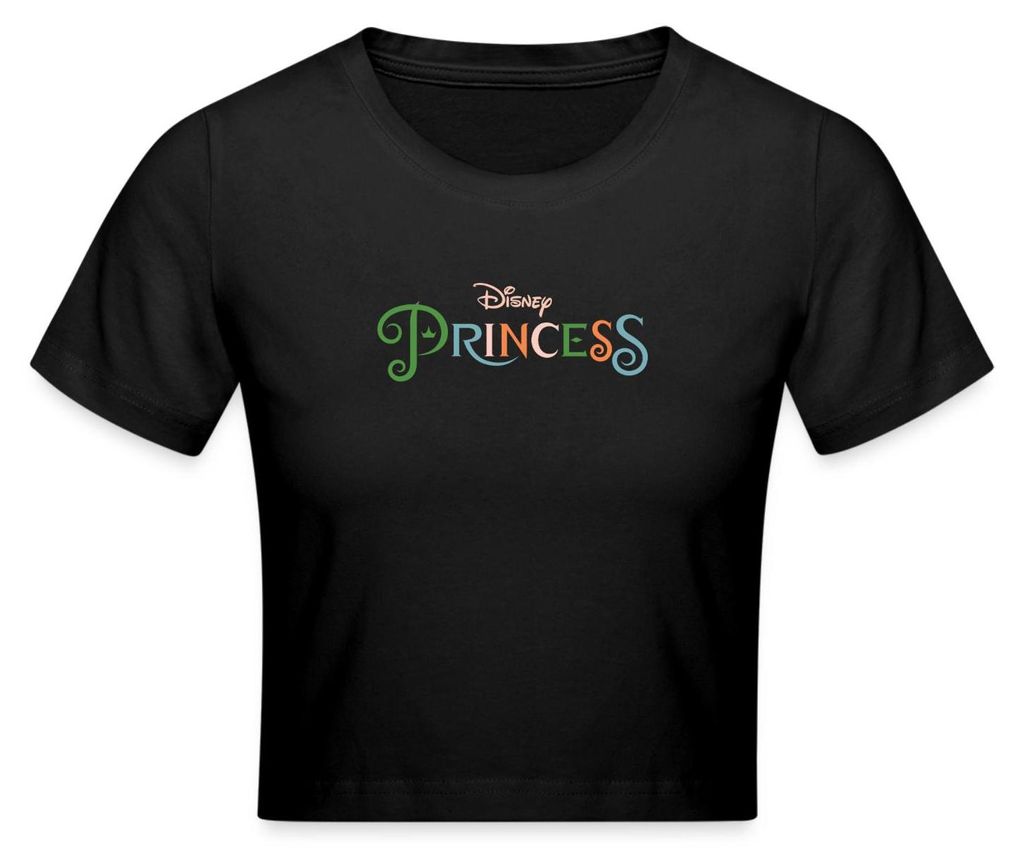 Disney Prinzessinnen Schriftzug Crop Top, S, Schwarz