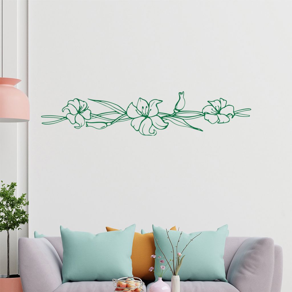 Blumen - Ranken Wandtattoo in 6 Größen - Wandaufkleber Wall Sticker - Dekoration, Küche, Wohnzimmer, Schlafzimmer, Badezimmer
