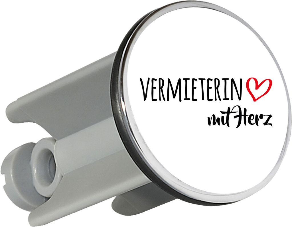 Huuraa Waschbeckenstöpsel Vermieterin mit Herz 4cm höhenverstellbar Abflussstopfen Geschenkidee