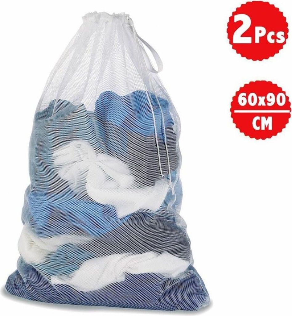 2 Stück Wäschesack, 60 x 90 cm Wäschenetz Set Für Wäschebeutel perfekt für Waschmaschine Weiß, Wäschebeutel für Dessous, Strumpfhosen, Man...