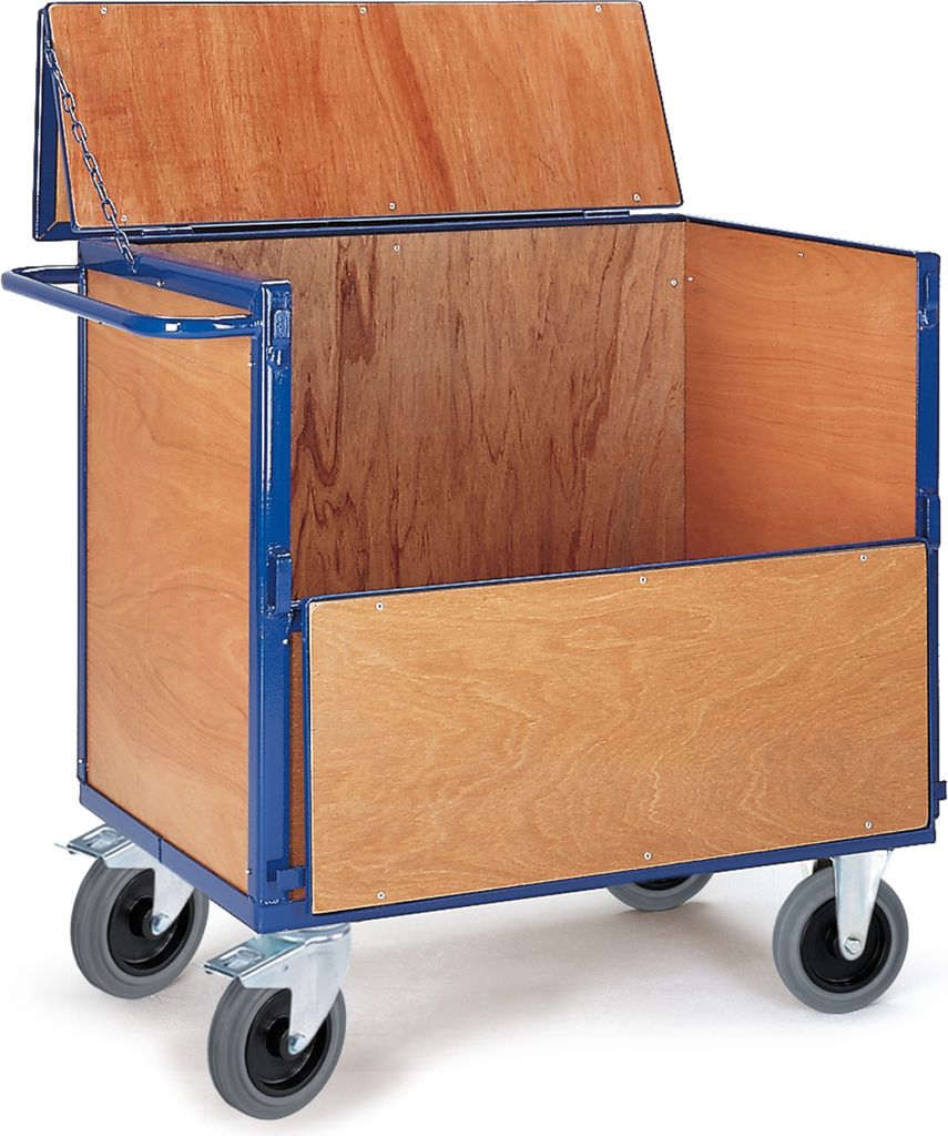 Rollcart Holzkastenwagen halb geklappt mit Deckel 1165x765mm