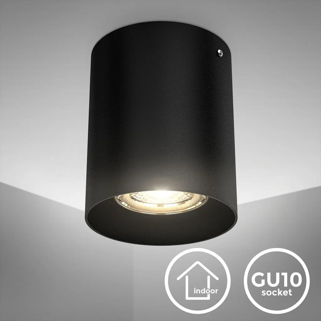 B.K.Licht Faretto Soffitto Nero GU10 Ø8cm - Plafoniera Moderna Cucina