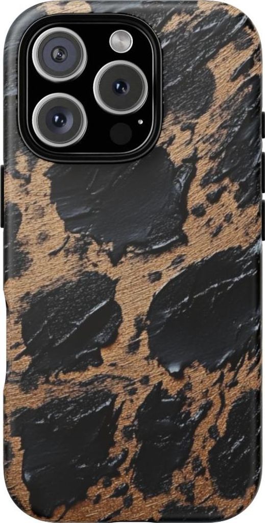 Strukturiertes Schwarz-Braun Abstrakt – Hülle Kompatibel mit iPhone 16 Pro
