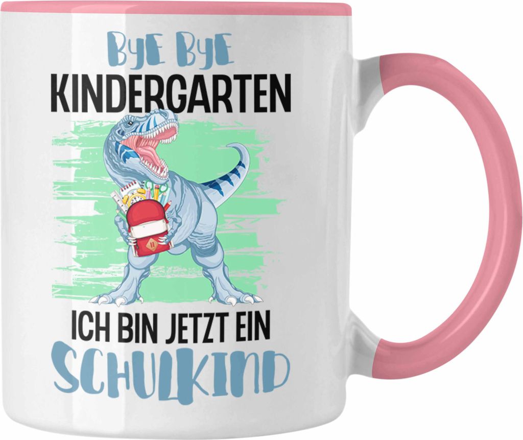 Trendation - Einschulung Junge Dino Geschenk für Schultüte Füllung Tasse Schulstart 1. Schultag Schuleinführung Schulanfang Geschenkidee Schulk...