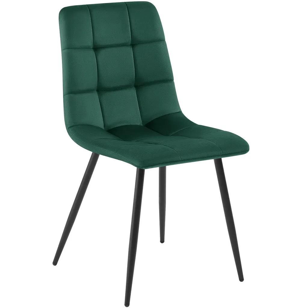 Chaises en velours lot de 2 avec dossier ergonomique et pieds robustes