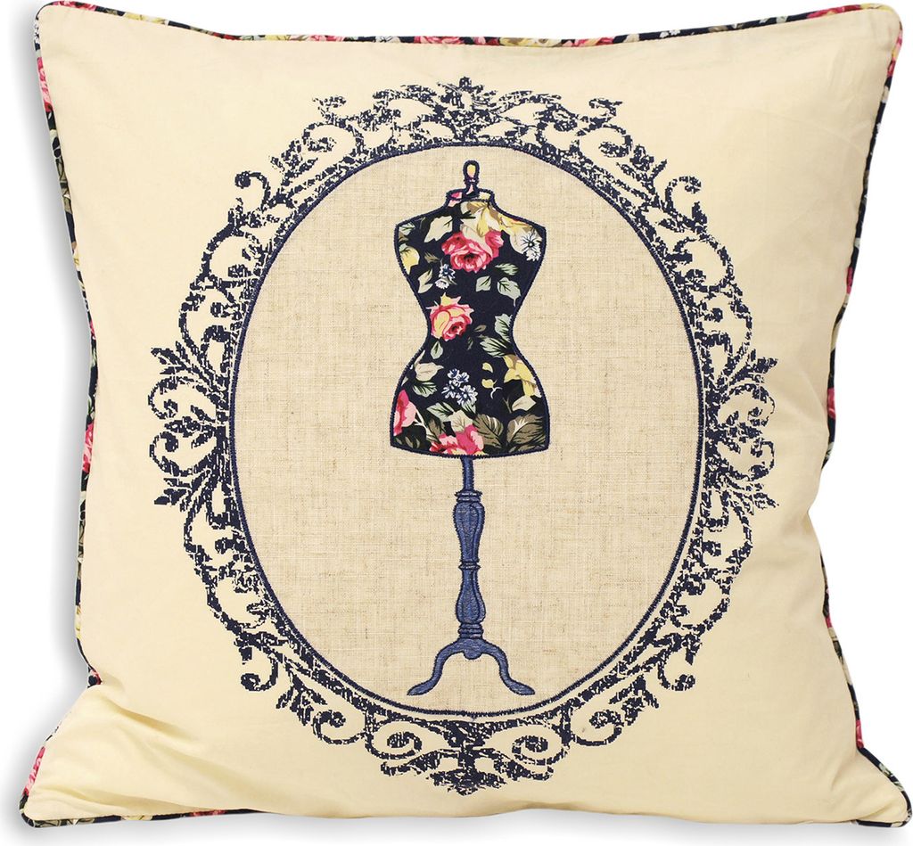 Riva Home Victoria Zierkissenbezug mit Kleiderständer-Motiv RV927 (45x45cm) (Marineblau)