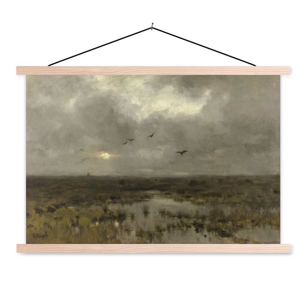 MuchoWow Textilposter Der Sumpf - Gemälde von Anton Mauve 60x40 cm mit holzfarbenen Rahmen - Bilder