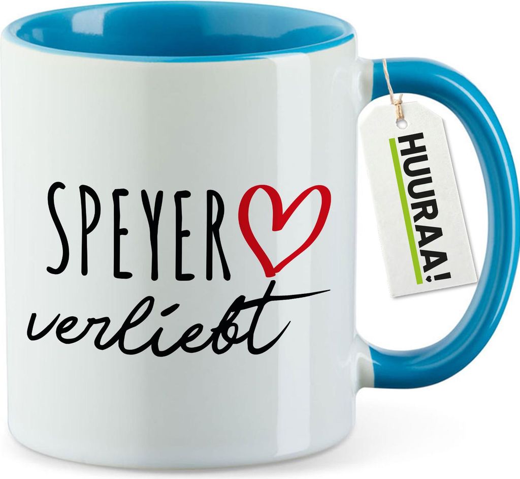 Huuraa Kaffeetasse Speyer verliebt 330ml Blau Keramik Kaffeebecher Geschenkidee