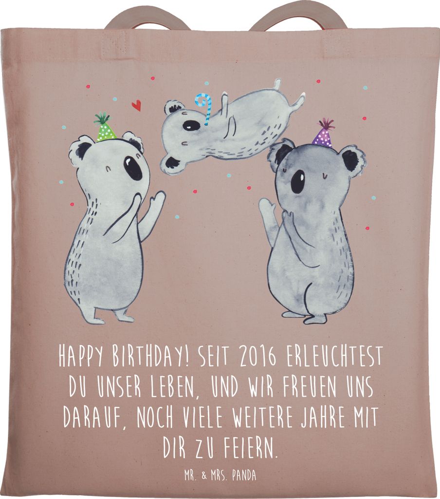 Mr. & Mrs. Panda Shopping Tasche 2016 Geburtstag - Braun Pastell - Geschenk, unser Leben erleuchtest, besondere Gelegenheit, Geburtstagsgeschenk, b...