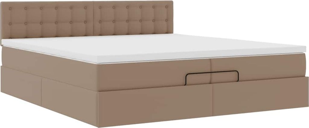 Ottoman-Bett mit Matratzen Cappuccino 200x200cm Kunstleder