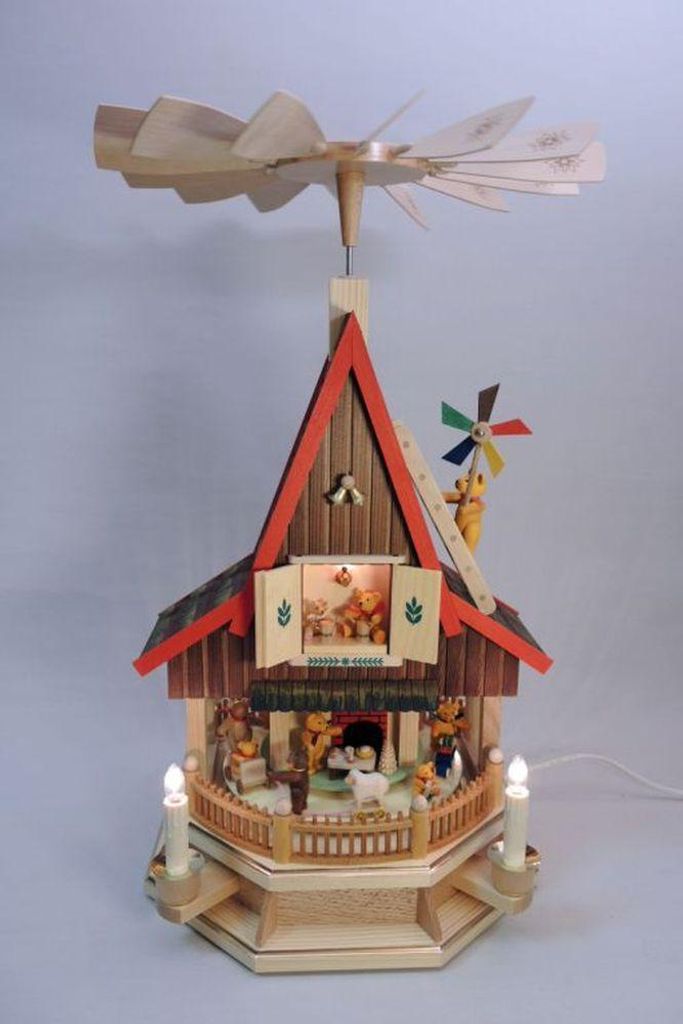 2-stöckiges Adventshaus Bärenhaus elektrisch von Richard Glässer (53cm) von Richard Glässer