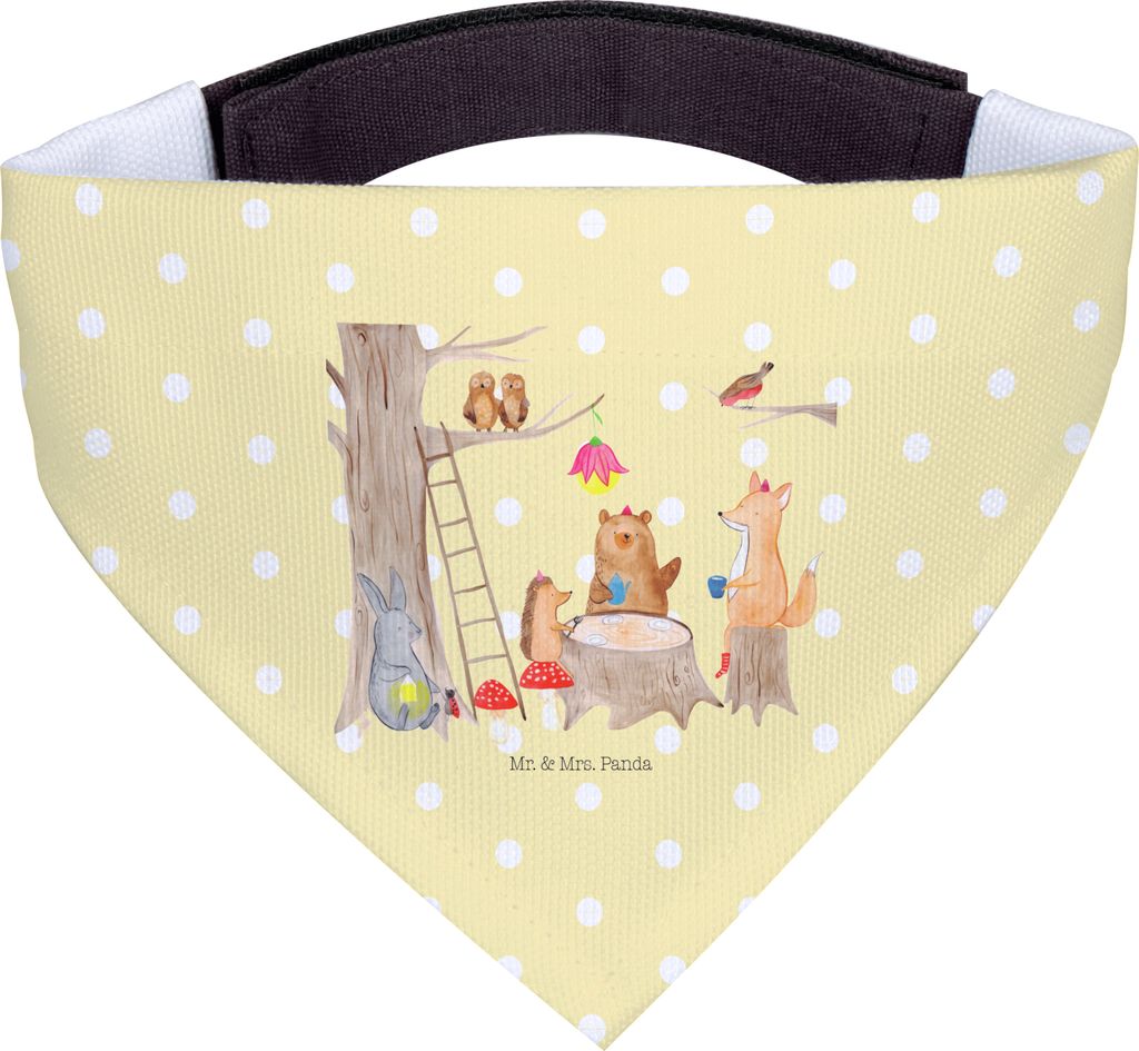 Mr. & Mrs. Panda Halstuch Waldtiere Picknick - Gelb Pastell - Geschenk, Fuchs, Hunde, Hundehalstuch, Wald, Hase, Hund, Lustige Sprüche, Igel, Für...