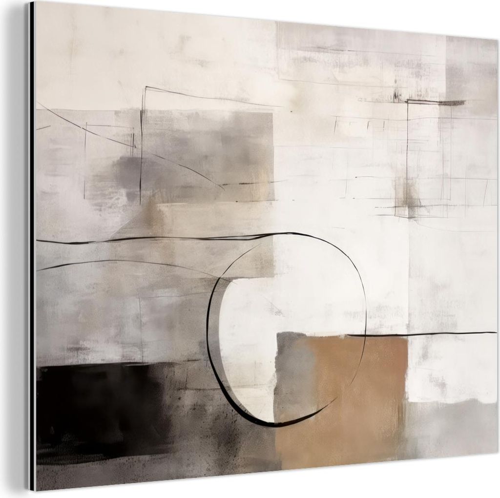 MuchoWow Wanddekoration Metall Metallbild Wandkunst 80x60 cm Abstrakte Kunst - Industriell - Weiß - Grau MuchoWow Aluminium Gemälde - Alubild