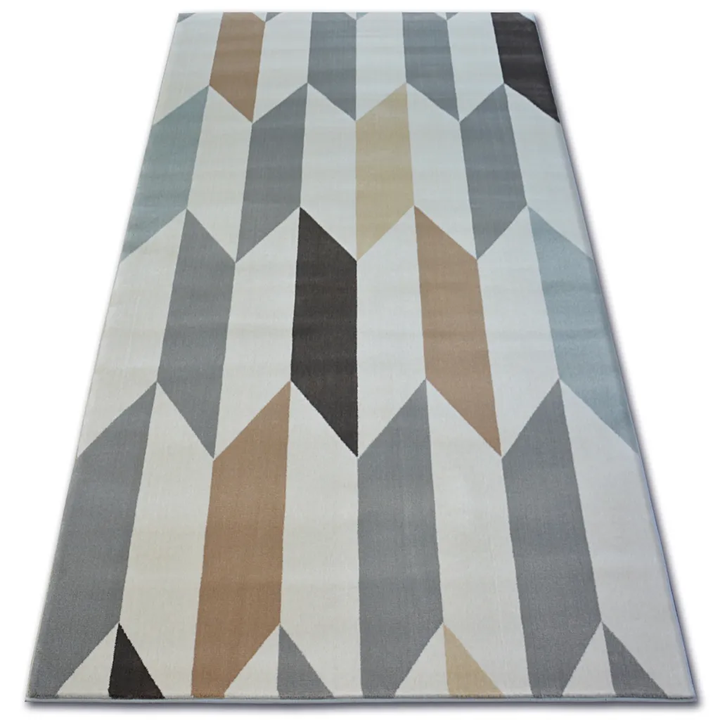 Grand Tapis de Salon Rectangulaire Beige 160x220 cm Motif Losanges