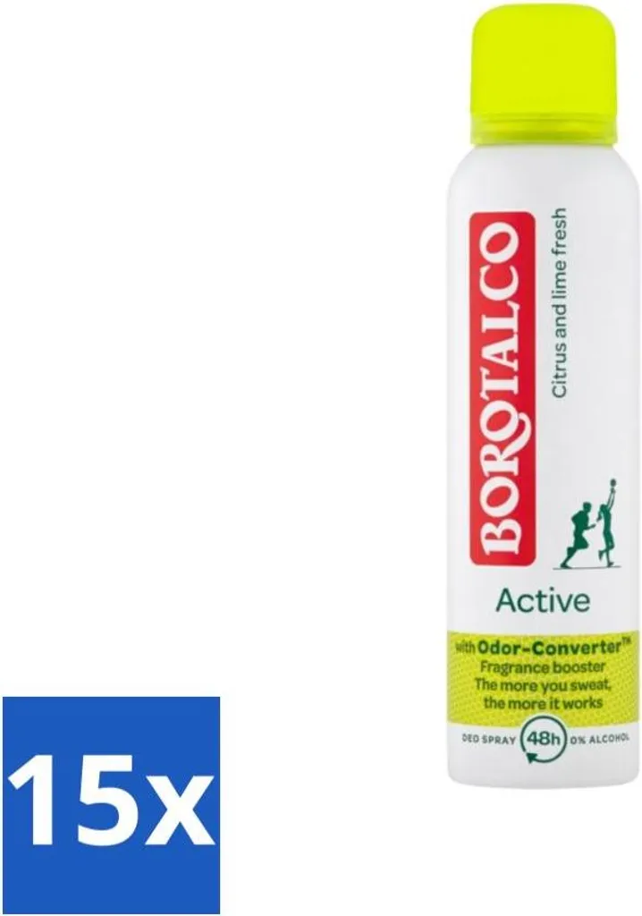 Scorta Famiglia Borotalco Attivo Agrumi e Lime - 15 Deodoranti Spray
