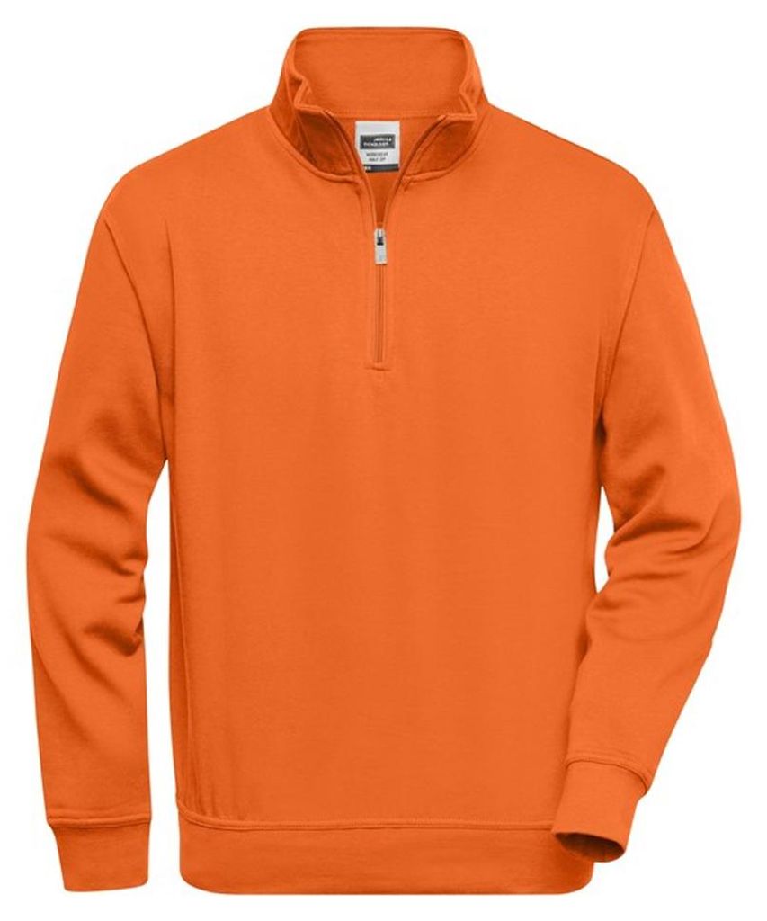 James and Nicholson - "Workwear" Sweatshirt mit kurzem Reißverschluss für Herren LT2681 (S) (Orange)