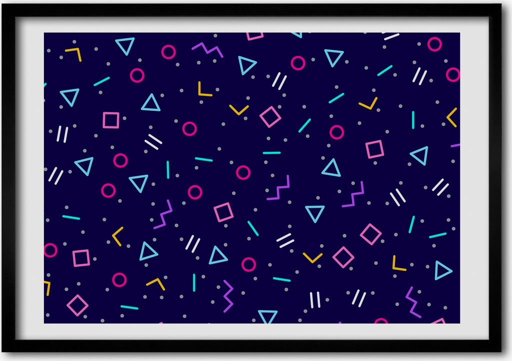 Bild - Bilder - Bilderrahmen - 70 cm x 50 cm - MDF-Rahmen, Wandkunst geometrischer Hintergrund