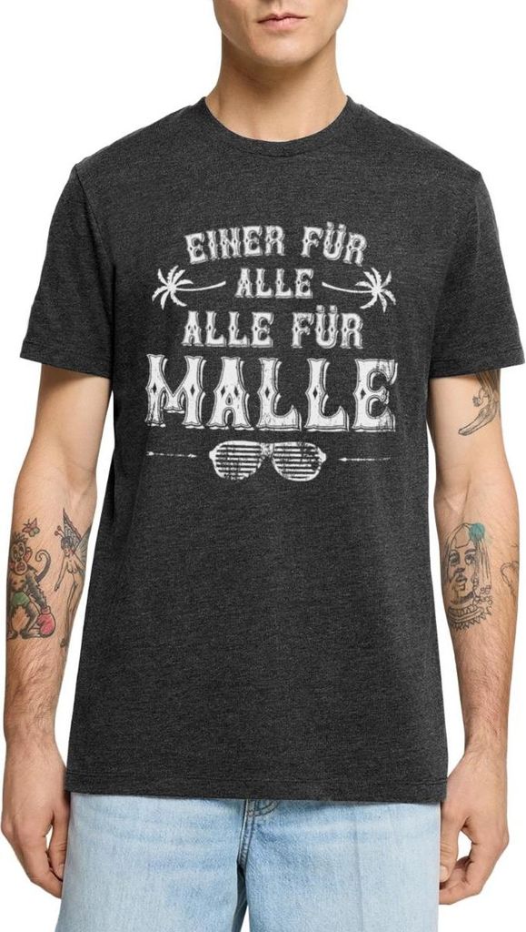 Spreadshirt Einer Für Alle Alle Für Malle Mallorca Männer Premium T-Shirt, S, Anthrazit meliert
