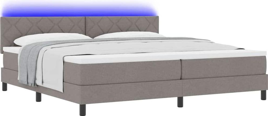 Boxspringbett mit Matratze mit LED Taupe 200 x 200 cm Stoff