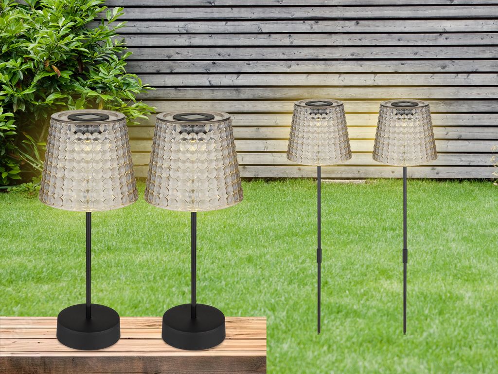 Solarleuchten Set Outdoor Tischleuchten & Erdspießleuchten für Garten & Terrasse