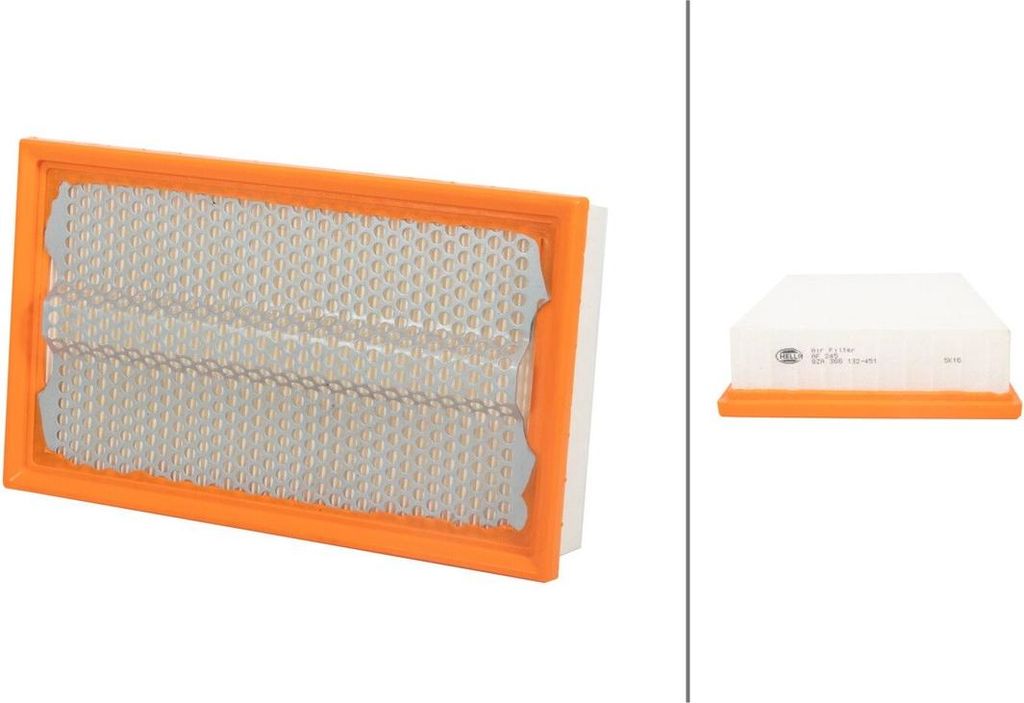 Luftfilter-Einsatz 287 x 170 mm HELLA für u.a. MERCEDES-BENZ 124